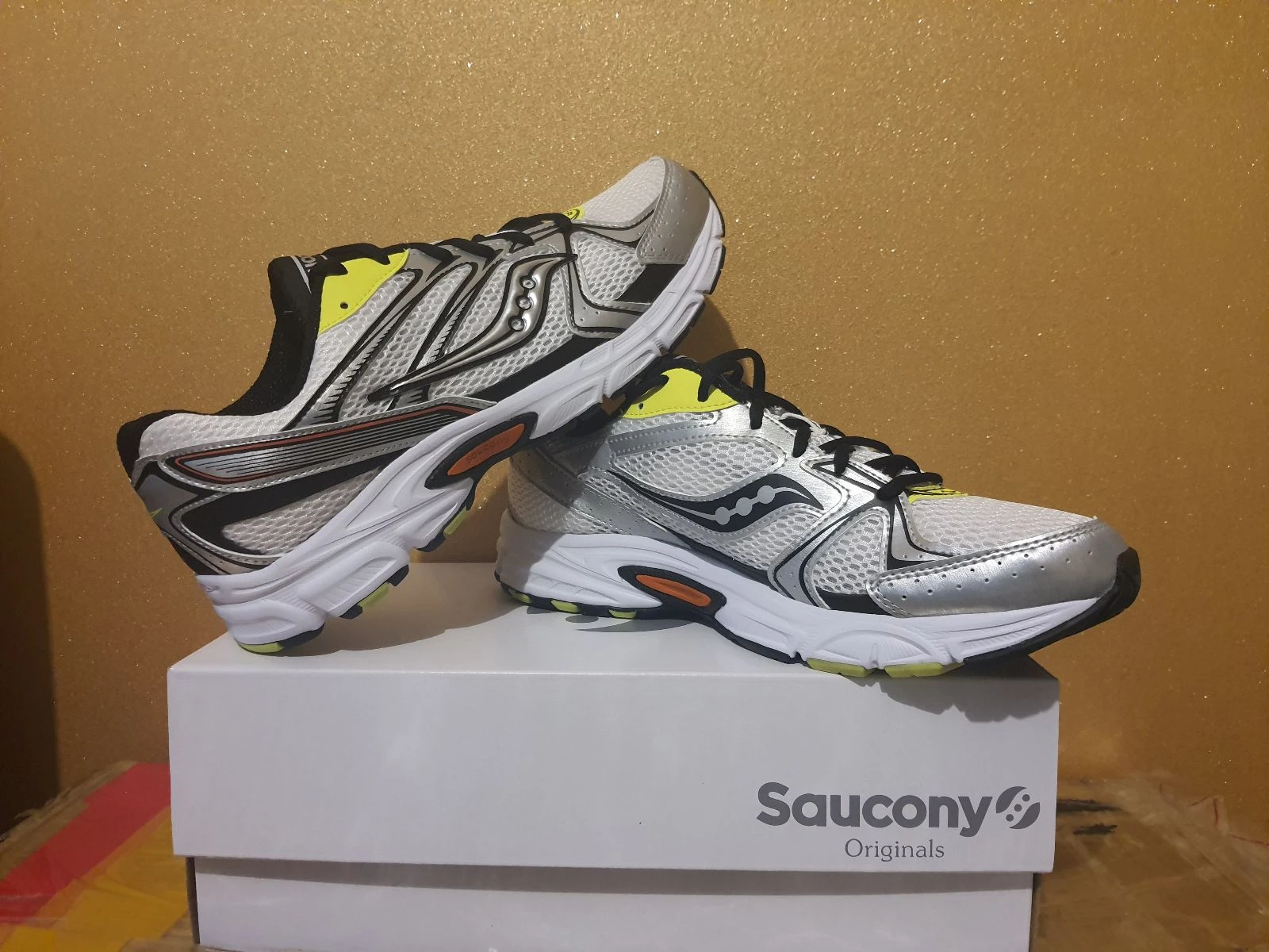 Saucony ride millenium white silver yellow orange - Tamanho 44 - estilo de vidro retro Running Y2K – photo 5